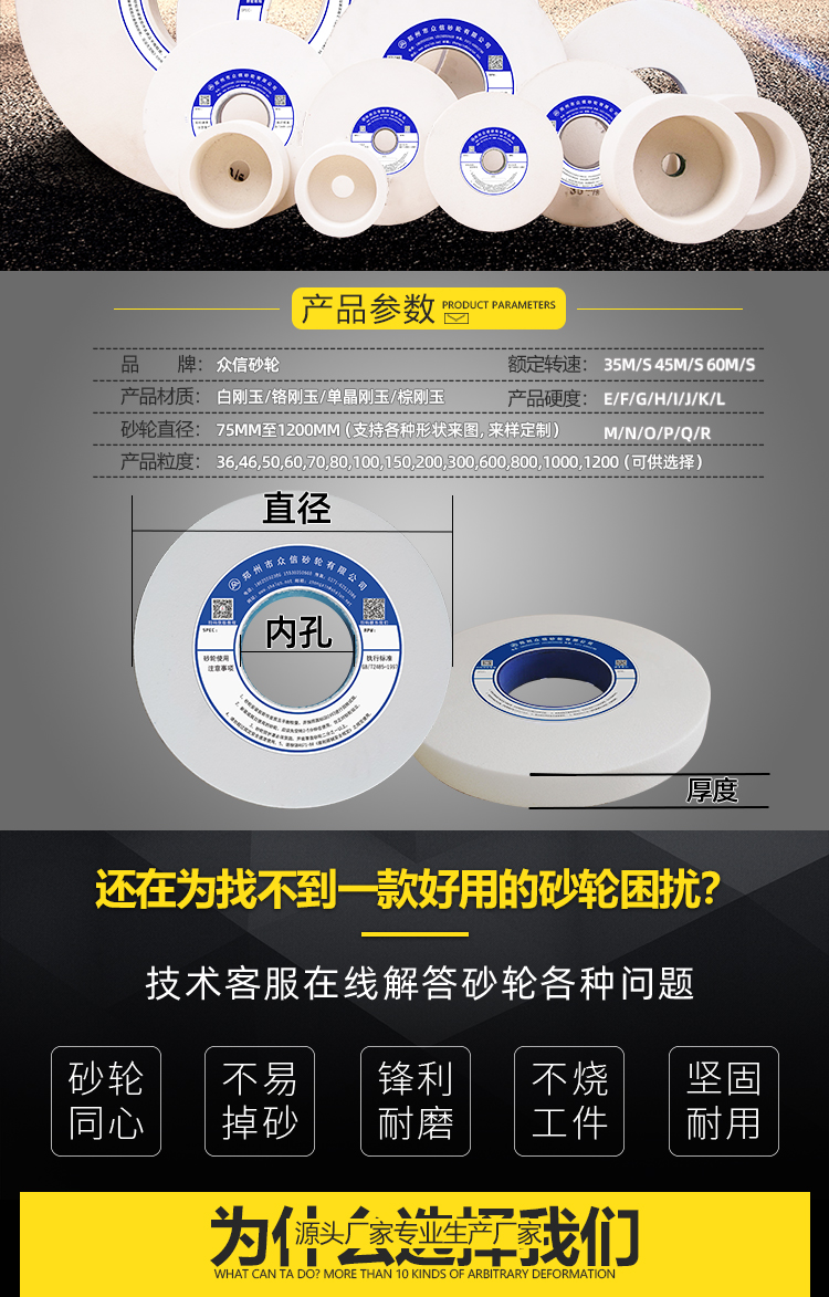 白刚玉砂轮 平面外圆大水磨床 7130大水磨砂轮磨模具钢曲轴轧辊(图18)