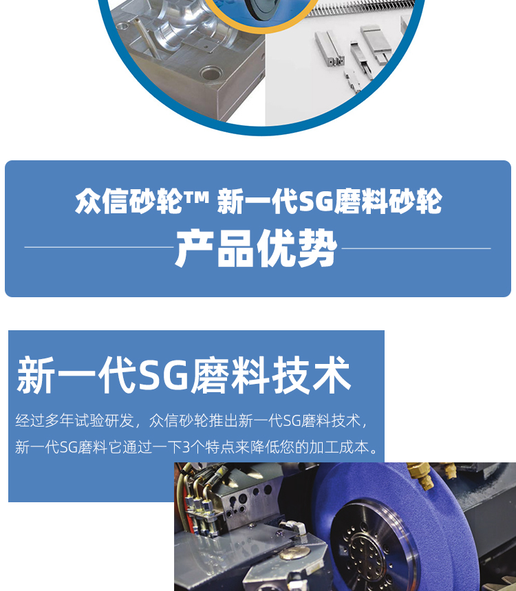 蓝色SG磨料砂轮 磨热处理钢件模具钢万能磨航空航天合金非标定制(图20)